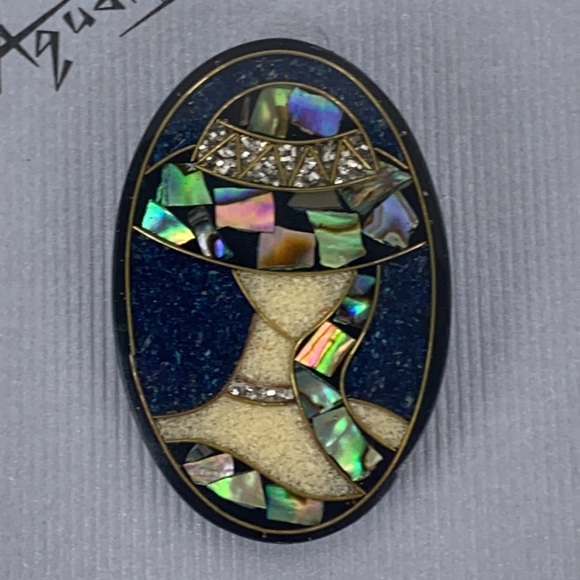 New Zealand Paua Shell Abalone Brooch Pin Lady NEW - Picture 2 of 3